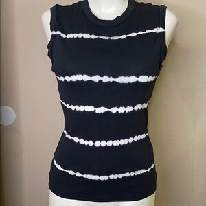 All Saints Black and White Tie-Dye sleeveless goth rock Muscle Tee 6 🖤